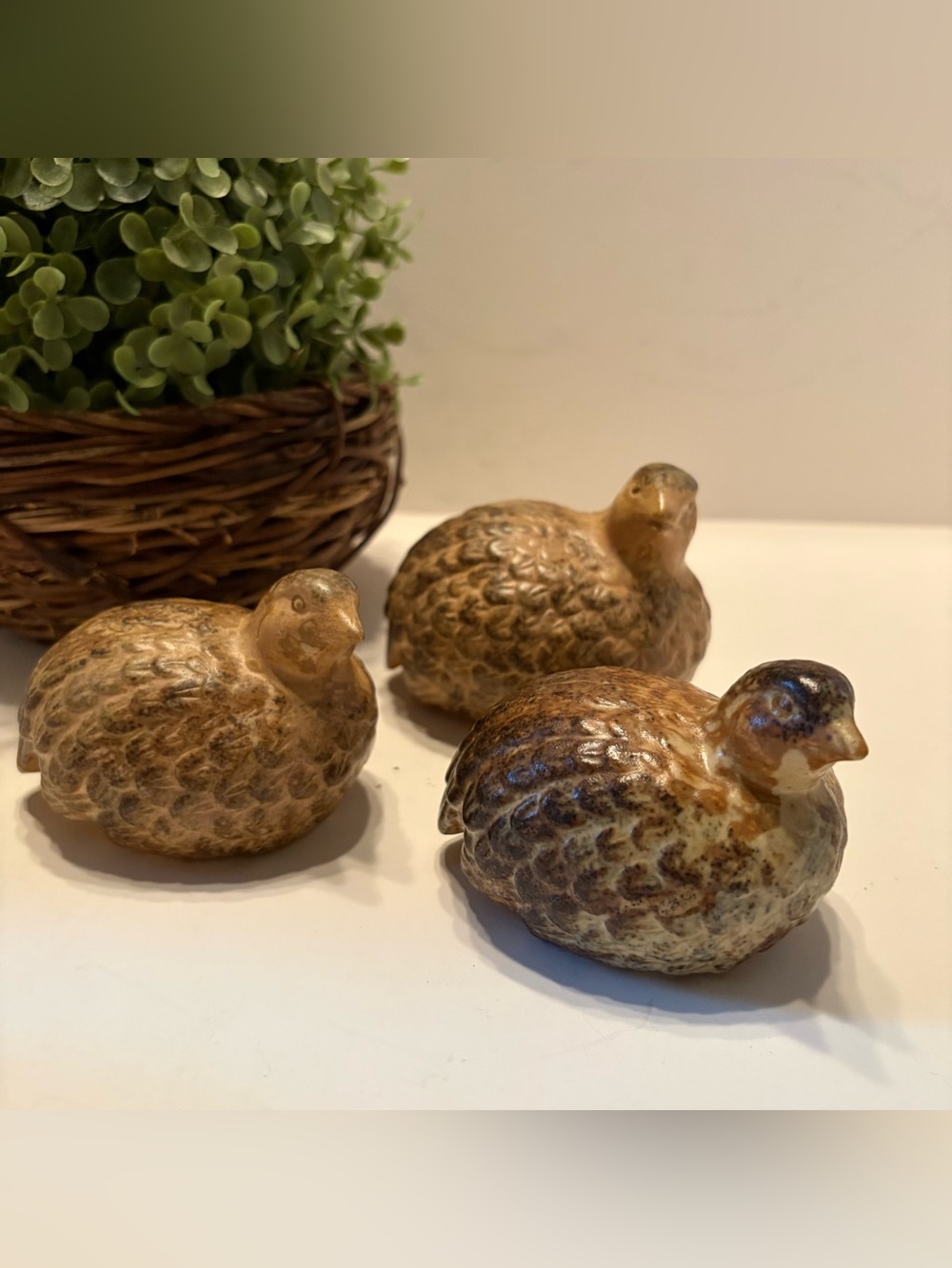 Vintage Quail Figurines, Otagiri Japan, OMC, Mid Century Modern decor, ceramic